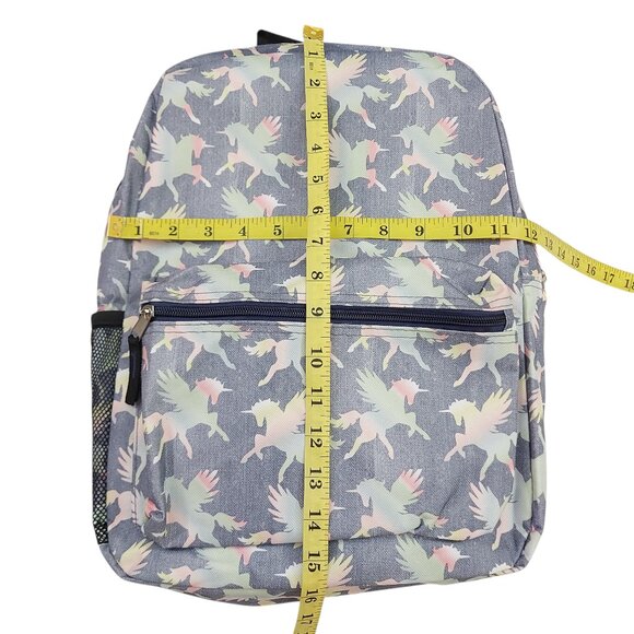 City Streets Backpack Girls One Size Gray Unicorn Print School Travel Vacation - Picture 10 of 11